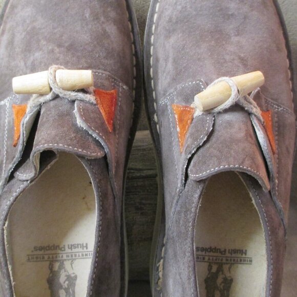 Hush Puppies Suede Mens Shoes Brown US Size 9 Natural Button Up MINT Condition - Picture 3 of 16